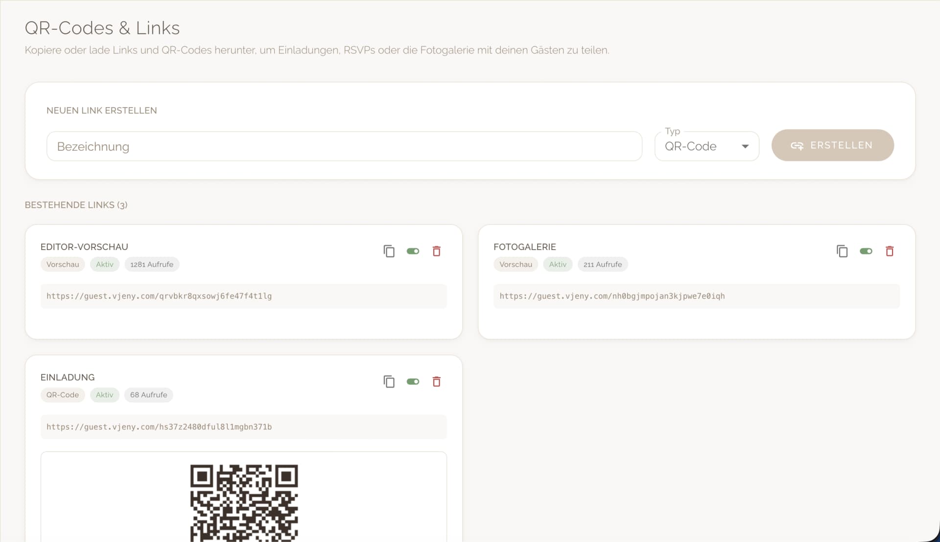 Einladung mit QR-Code verbinden