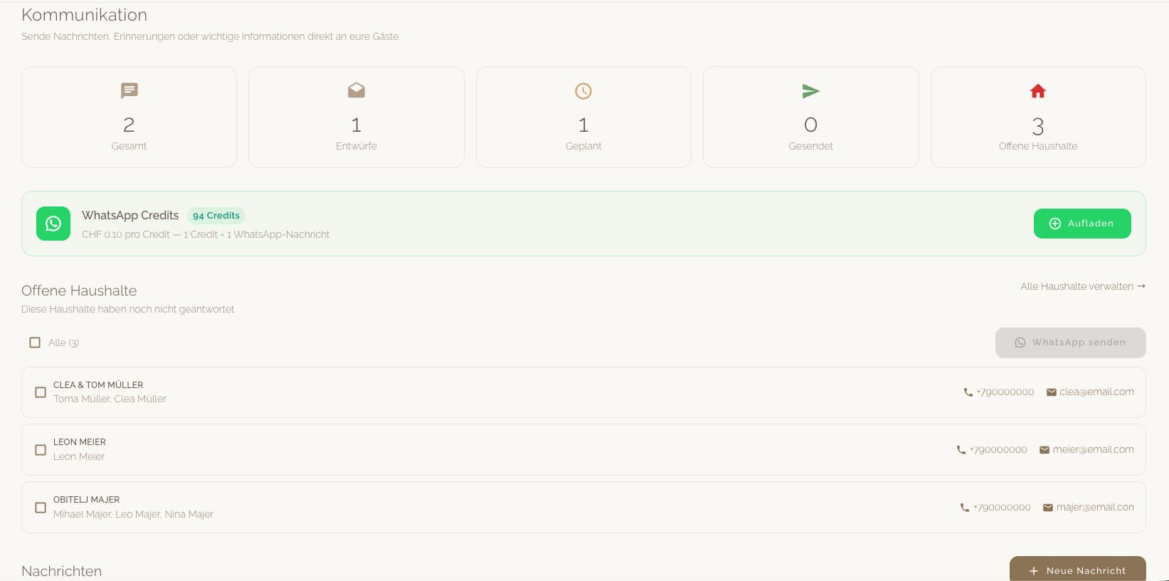 Einladungen und Updates einfach versenden